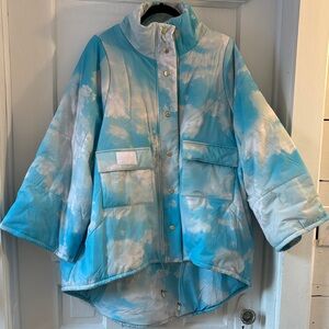 Selkie Sky Blue and White Cloud Puffer Jacket